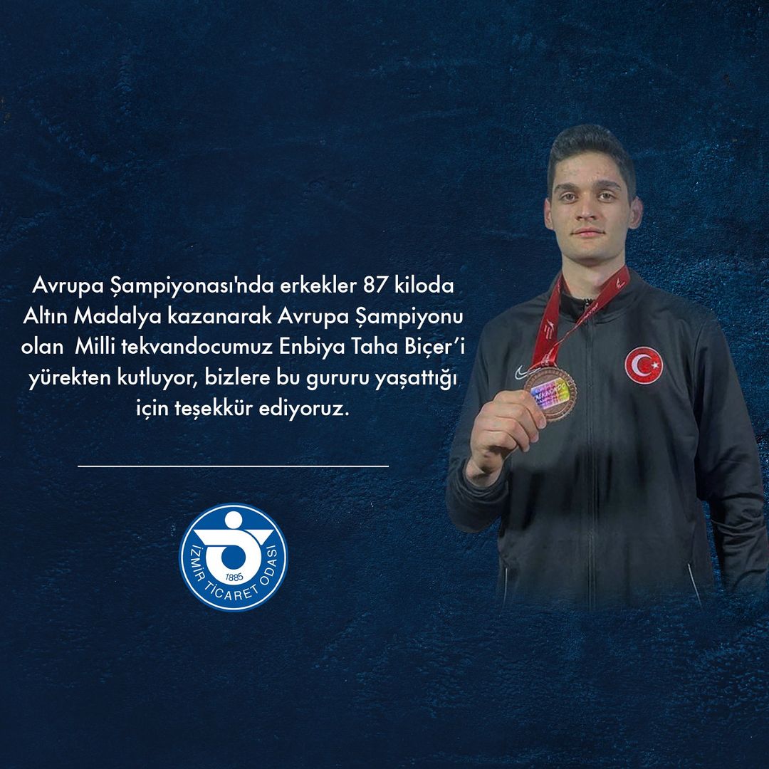 Milli Tekvando Sporcumuz Enbiya Taha Biçer, Avrupa Şampiyonası'nda Altın Madalya Kazandı