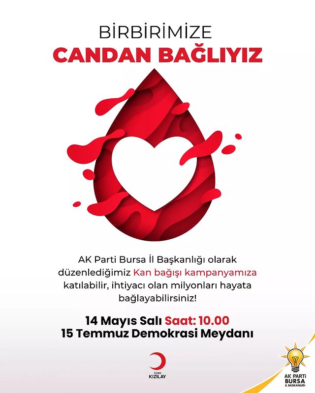 AK Parti Bursa İl Başkanlığı Kan Bağışı Kampanyası Düzenliyor