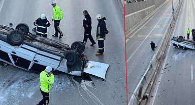 Alt geçitte takla attı